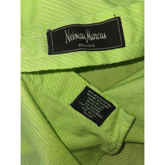 Burberry London Mens Lime Green Striped Dress Shirt 16L USA - Picture 5 of 7